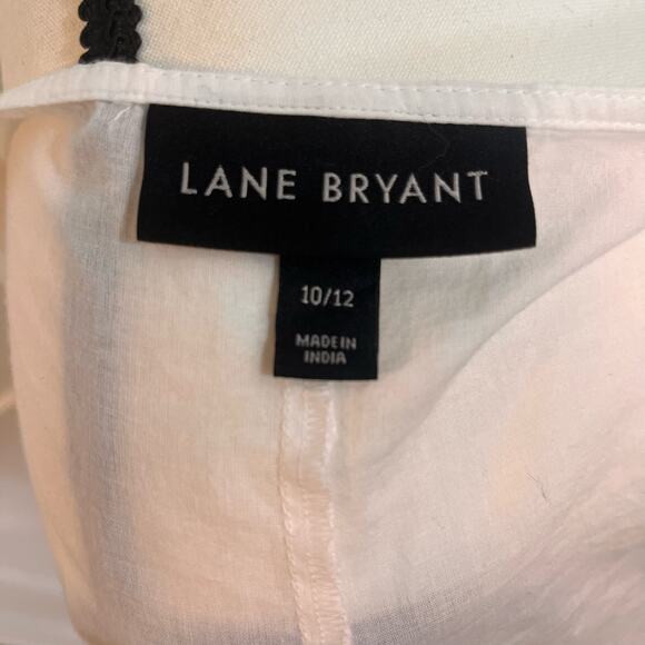 Lane Bryant Womens Shirt Tie Front Eyelet Sleeve V Neck White and Orange Size - Picture 6 of 6